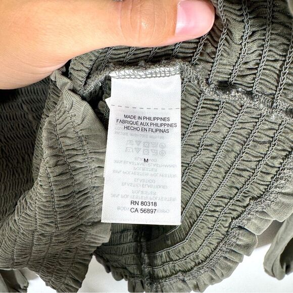 Lucky Brand Womens Size Medium Olive Green Smocked Square Neck Knit Long Sleeve - Picture 10 of 15